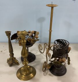 Group of Candle Sticks and Holders