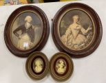 Two Vintage Oval Prints and Cameo Portraits