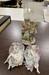 Porcelain Man and Lady Wall Decor, Boy and Girl Figural Lamp
