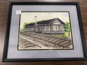 Malene Clark Red Barn Pencil and Watercolor