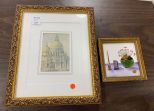 Gold Gilt Framed Print of Cathedral and M. Angelo Floral Art