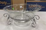 Glass Salad Bowl with Metal Stand