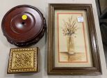 Mhatynka Wood Trinket Box, J. Rainsy Watercolor and Plant Stand