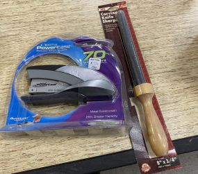 Carving Knife Sharper and Optima Power Ease Stapler