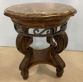 Antique Reproduction Cherry Round Lamp Table