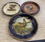 Three Decorative Rooster Plates