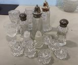 Glass Salt & Pepper Shakers, Salts, and Small Goblets