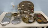 Large Group of Silver Plate and Brass