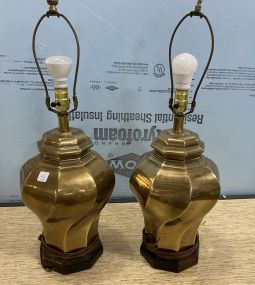 Pair of Swirl Brass Vase Lamps