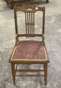 Vintage Wooden Side Chair with Upholstered Cushion