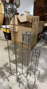 Three Decorative Metal Candle Stands