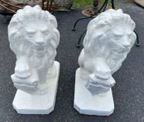 Pair of Concrete Lion Statues