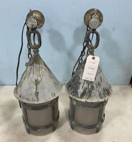 Pair of Antique Brass House Lanterns