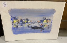 Signed Venice Boater on Paper