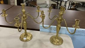 Pair of Brass Five Slot Candle Sticks