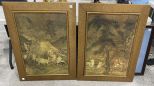 Pair of Framed Oriental Scenes on Board