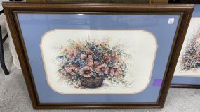 Framed Artist Proof Print of Basket of Flowers Signed and Numbered.