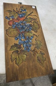 Painted Blueberries on Wooden Board