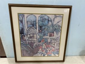 Framed Print of Patio Signed By Lawrence Reiter
