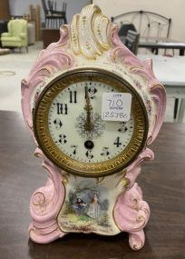 Antique Porcelain Hand Painted Mantle Clock