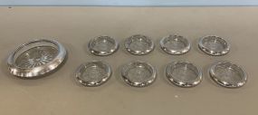 Set of Sterling Rimmed Coasters and Ashtray