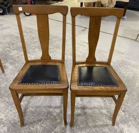 Pair of Oak T Back Side Chairs