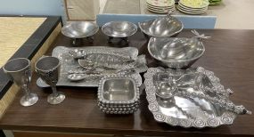 Group of Metal Serve Ware