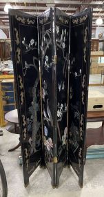 Four Panel Black Lacquer Screen