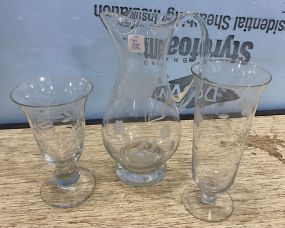 Three Piece Etched Glass Pieces
