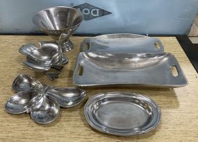 Six Piece Metal Serving Ware and Decor