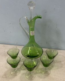 Green Glass Decanter Set
