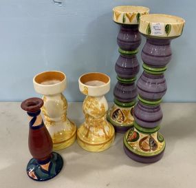 Five Gail Pittman Pottery Candle Holders