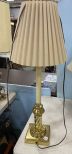 Lamp with Gold Base and Candle Stick Neck