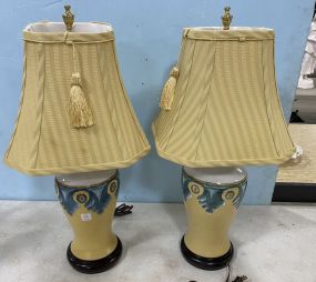 Pair of Porcelain Hand Painted Vase Lamp