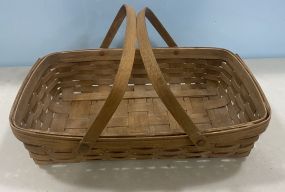Handwoven Longaberger Basket with Foldable Handles