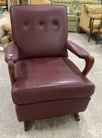 Maroon Vinyl Rocker Arm Chair