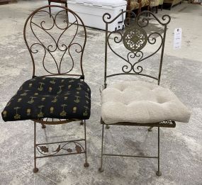 Two Metal Fold Up Side Chairs
