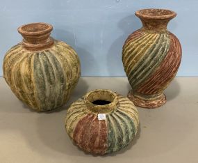 Set of 3 Clay Pottery Pots