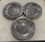 Three Floyd Sounier Numbered Pewter Chargers