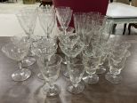 Collection of Etched Glass Stemware