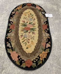 1930's Small Woven Hook Rug 2' x 3'9