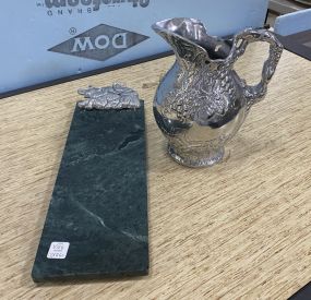 Arthur Court Water Pitcher and Marble Cutting Board