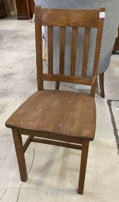 Oak Slat Back Accent Chair