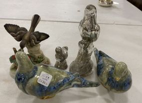 Group of Porcelain and Glass Birds Figurines