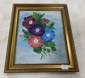 Framed Watercolor of Flowers Signed By M. Kennedy