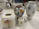 Four Pottery Vases and Napkin Holders