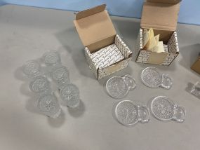 Set of Coasters by Fostoria, Set of Cig Trays, Set of 6 Glasses