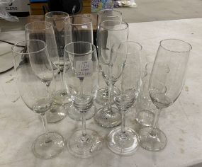 Group of Champagne Glasses and 3 Glasses