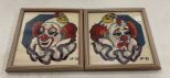 Signed HP 1988 Needle Point Clown Faces