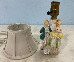 Small Figural Lady and Gent Porcelain Lamp
